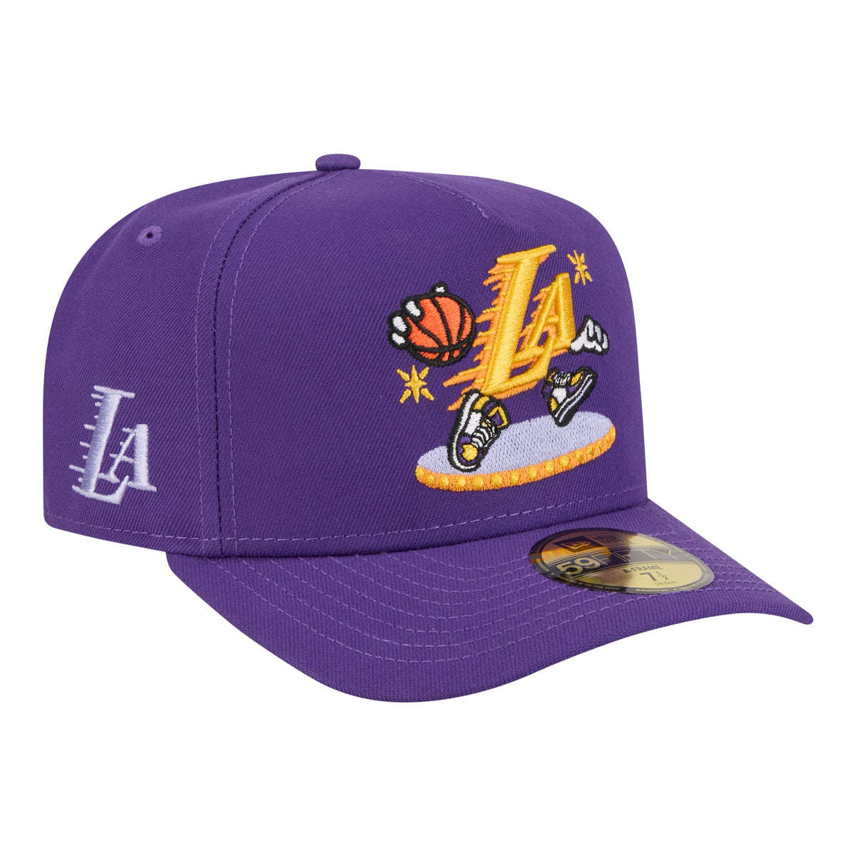 Men's Los Angeles Lakers  New Era Purple Injection Cartoon Logo A-Frame 59FIFTY Fitted Hat