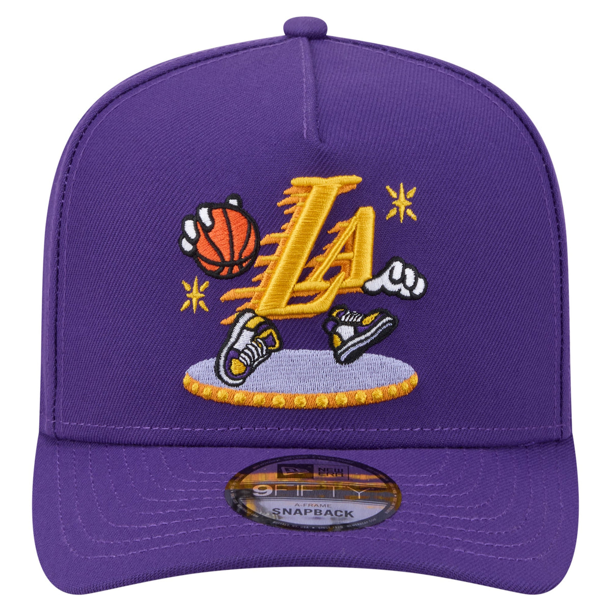 Men's Los Angeles Lakers  New Era Purple Injection Cartoon Logo A-Frame 9FIFTY Adjustable Hat