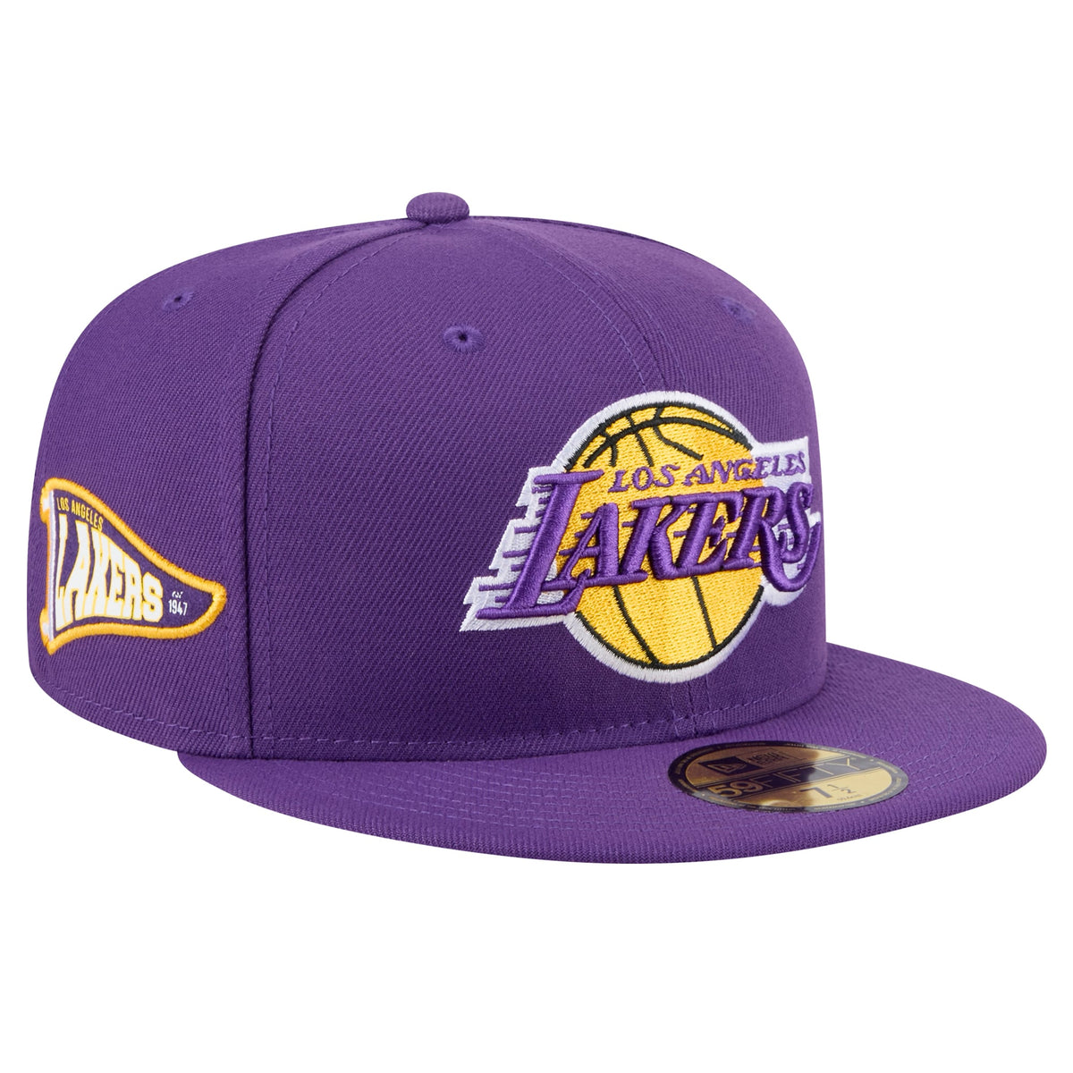 Men's  Los Angeles Lakers New Era Purple Throwback Pennant 59FIFTY Fitted Hat