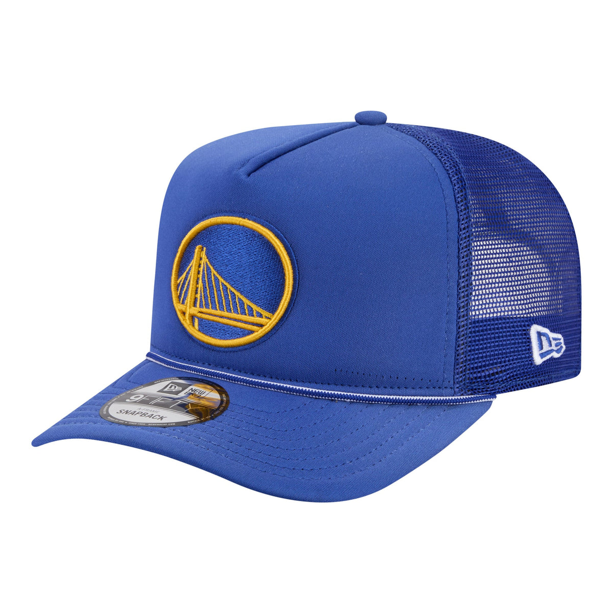 Men's Golden State Warriors New Era Royal Faded Foam Front 9FIFTY A-Frame Adjustable Trucker Hat