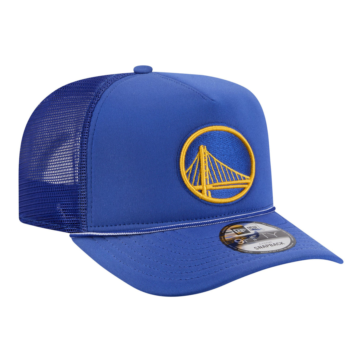 Men's Golden State Warriors New Era Royal Faded Foam Front 9FIFTY A-Frame Adjustable Trucker Hat