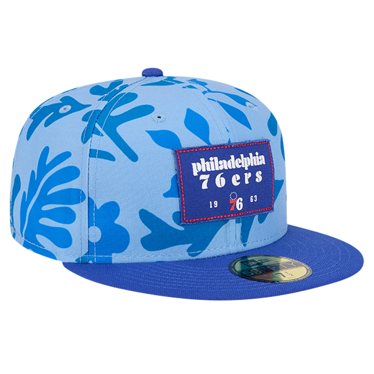 Men's Philadelphia 76ers New Era Royal Palm Fronds 2-Tone 59FIFTY Fitted Hat