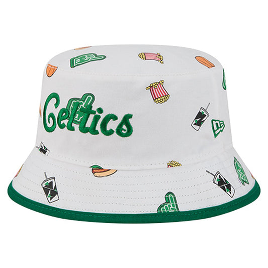 Men's Boston Celtics New Era White Team Cheer Reversible Bucket Hat