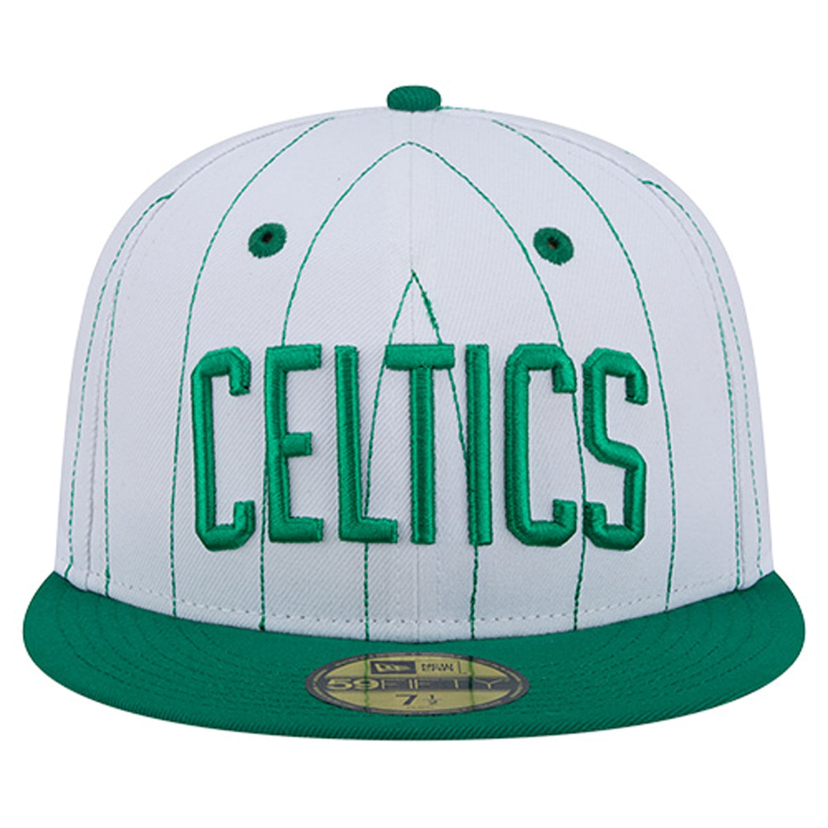 Men's Boston Celtics  New Era White Wordmark Pinstripe 59FIFTY Fitted Hat