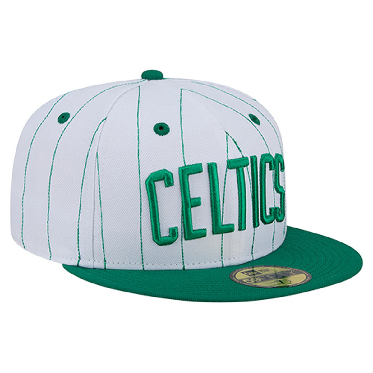 Men's Boston Celtics  New Era White Wordmark Pinstripe 59FIFTY Fitted Hat