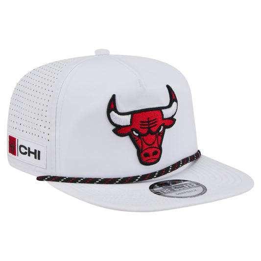Men's Chicago Bulls New Era White Performance Rope Golfer Adjustable Hat