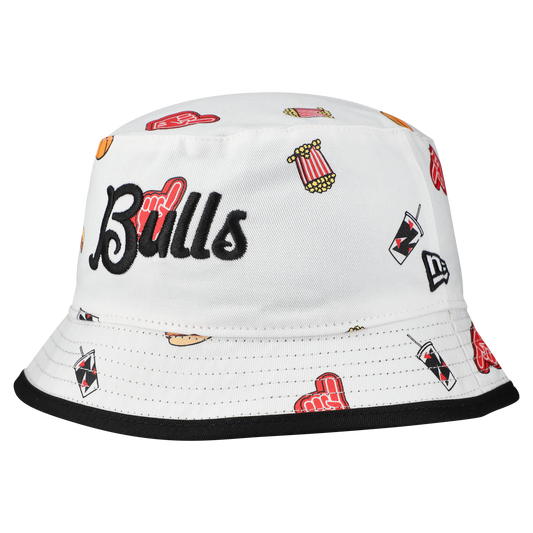 Men's Chicago Bulls New Era White Team Cheer Reversible Bucket Hat