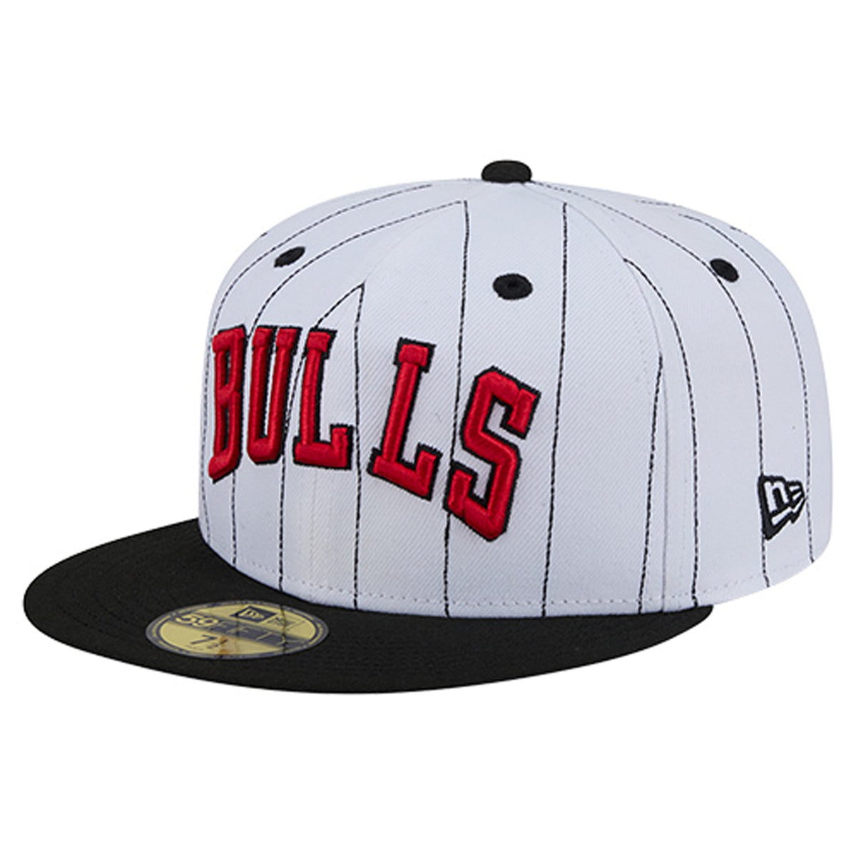 Men's Chicago Bulls  New Era White Wordmark Pinstripe 59FIFTY Fitted Hat