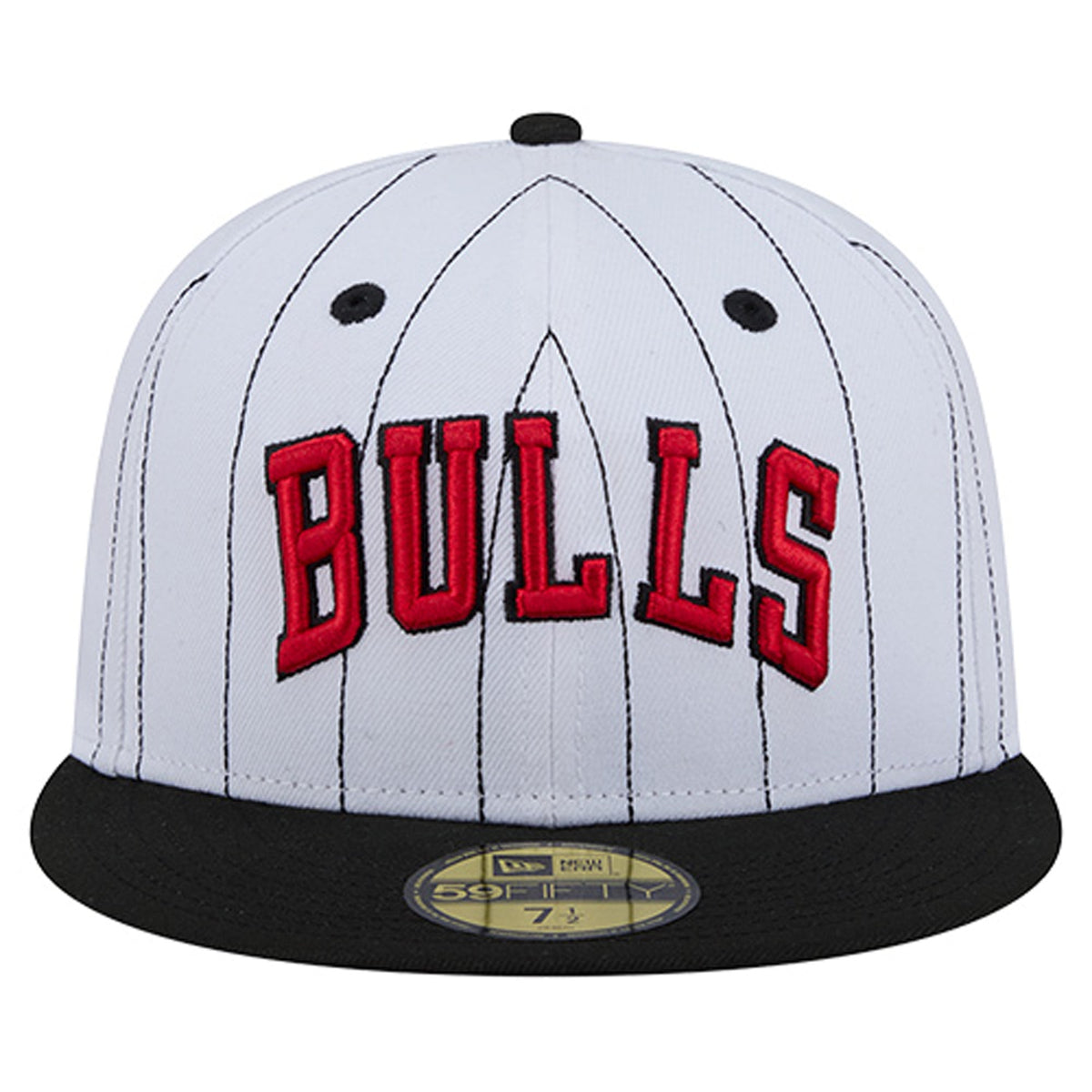 Men's Chicago Bulls  New Era White Wordmark Pinstripe 59FIFTY Fitted Hat
