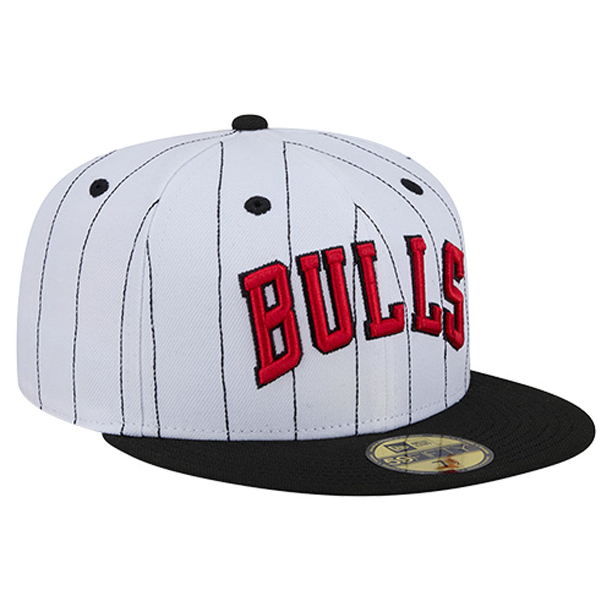 Men's Chicago Bulls  New Era White Wordmark Pinstripe 59FIFTY Fitted Hat