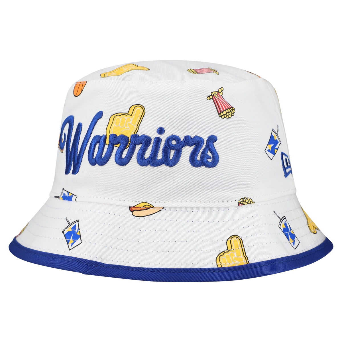 Men's Golden State Warriors New Era White Team Cheer Reversible Bucket Hat
