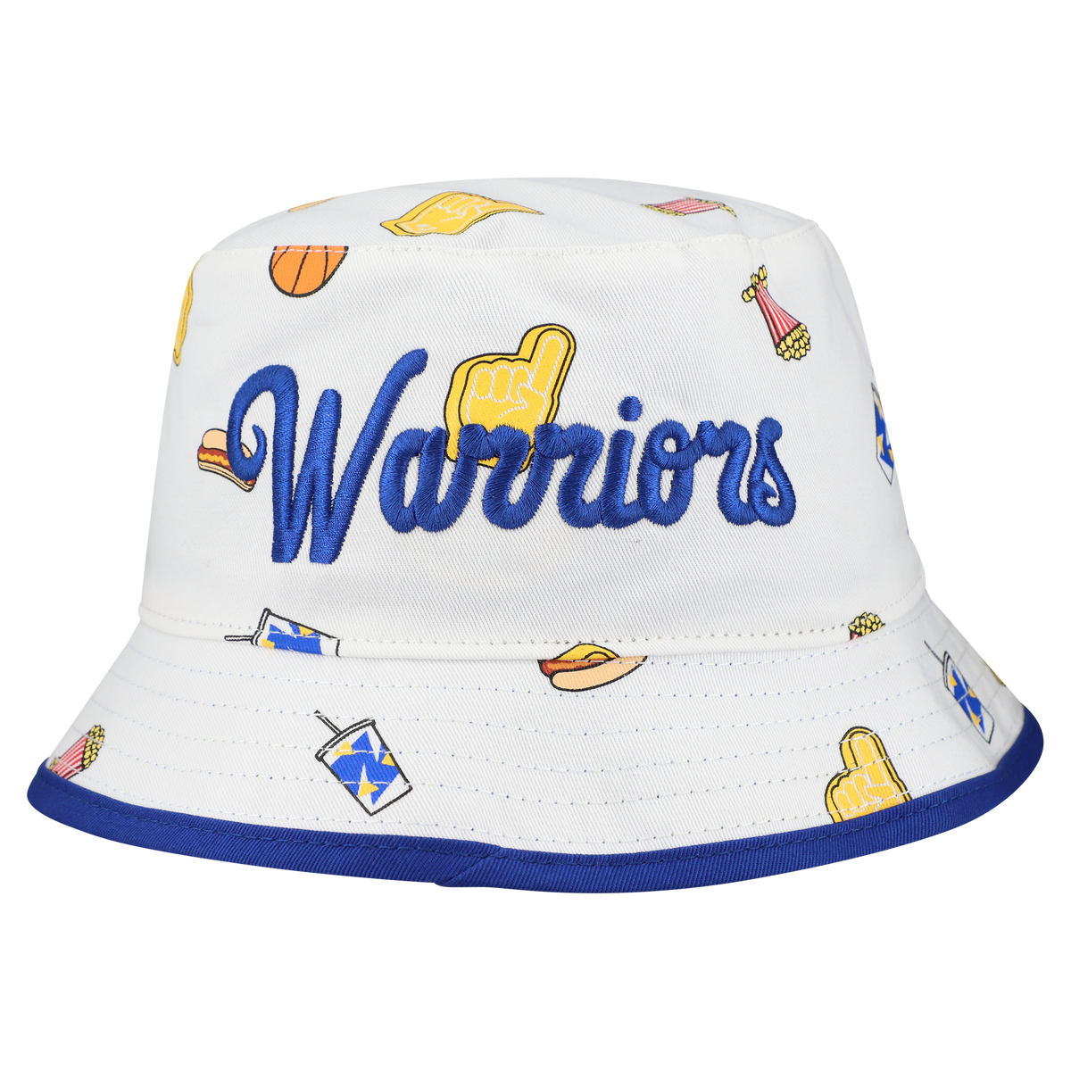 Men's Golden State Warriors New Era White Team Cheer Reversible Bucket Hat