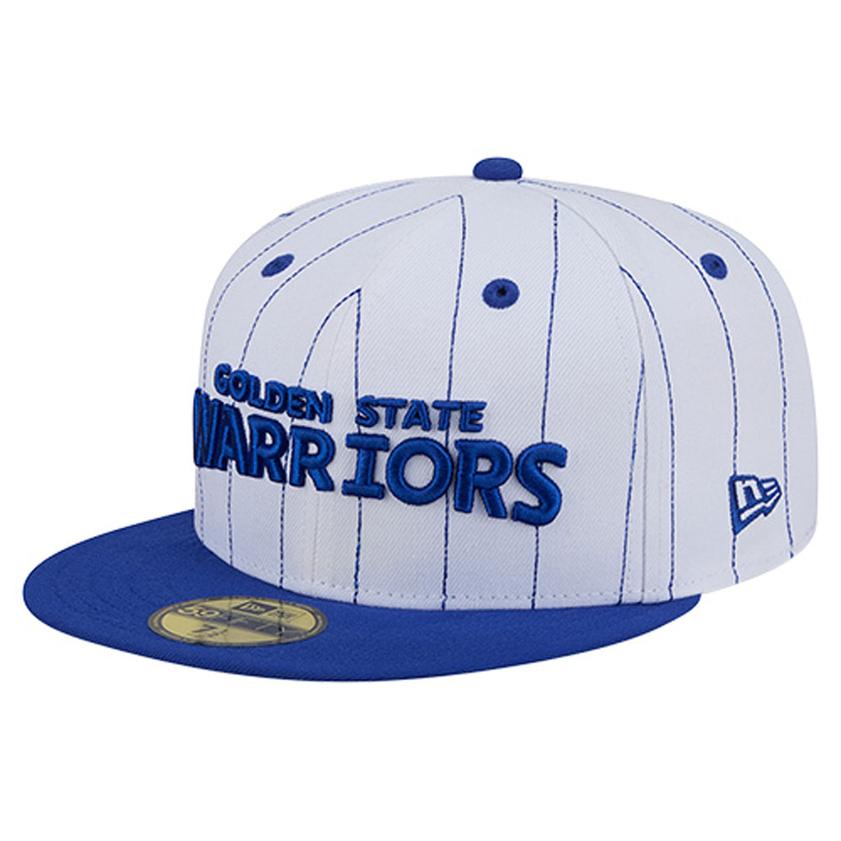 Men's Golden State Warriors  New Era White Wordmark Pinstripe 59FIFTY Fitted Hat