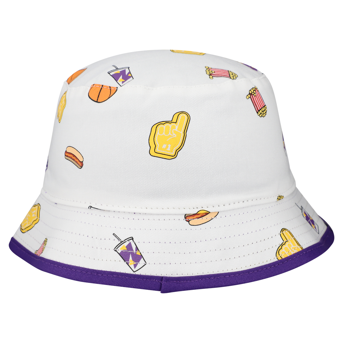 Men's Los Angeles Lakers New Era White Team Cheer Reversible Bucket Hat