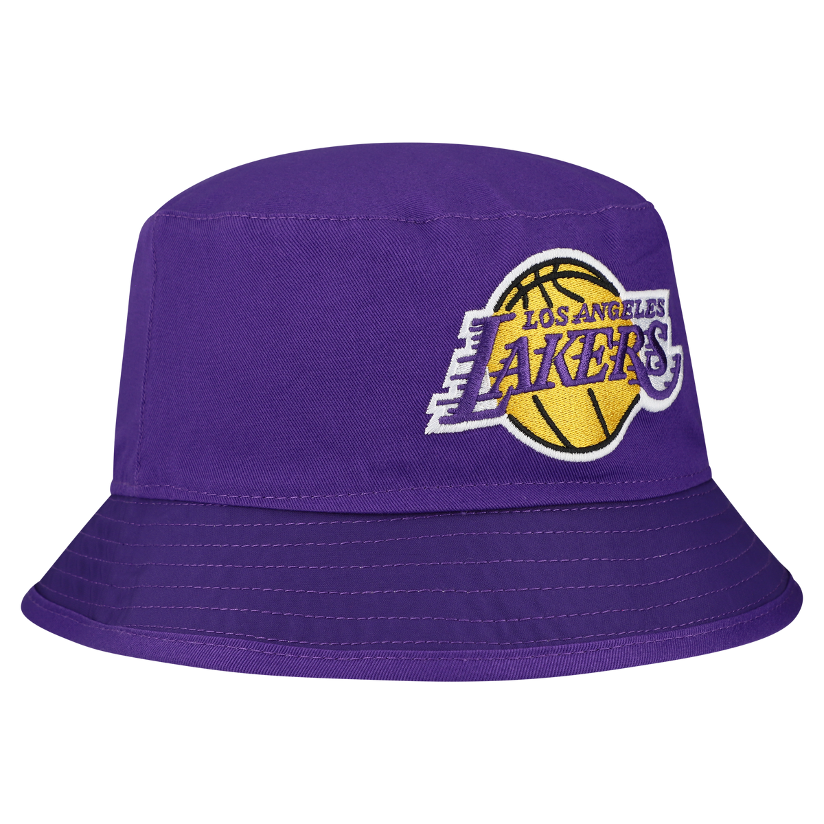 Men's Los Angeles Lakers New Era White Team Cheer Reversible Bucket Hat