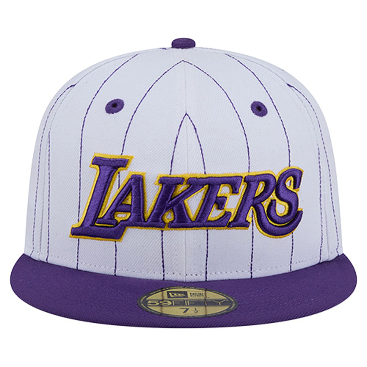 Men's Los Angeles Lakers  New Era White Wordmark Pinstripe 59FIFTY Fitted Hat