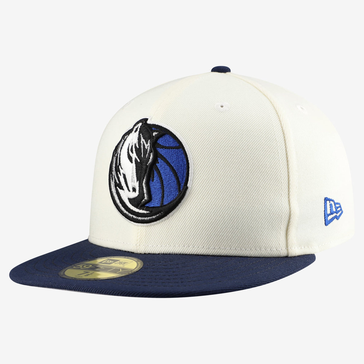 Men's Dallas Mavericks  New Era White/Navy Chrome 59FIFTY Fitted Hat