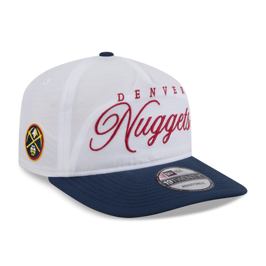 Men's Denver Nuggets New Era White/Navy 2025 NBA Draft On-Stage Nylon 19TWENTY Adjustable Hat