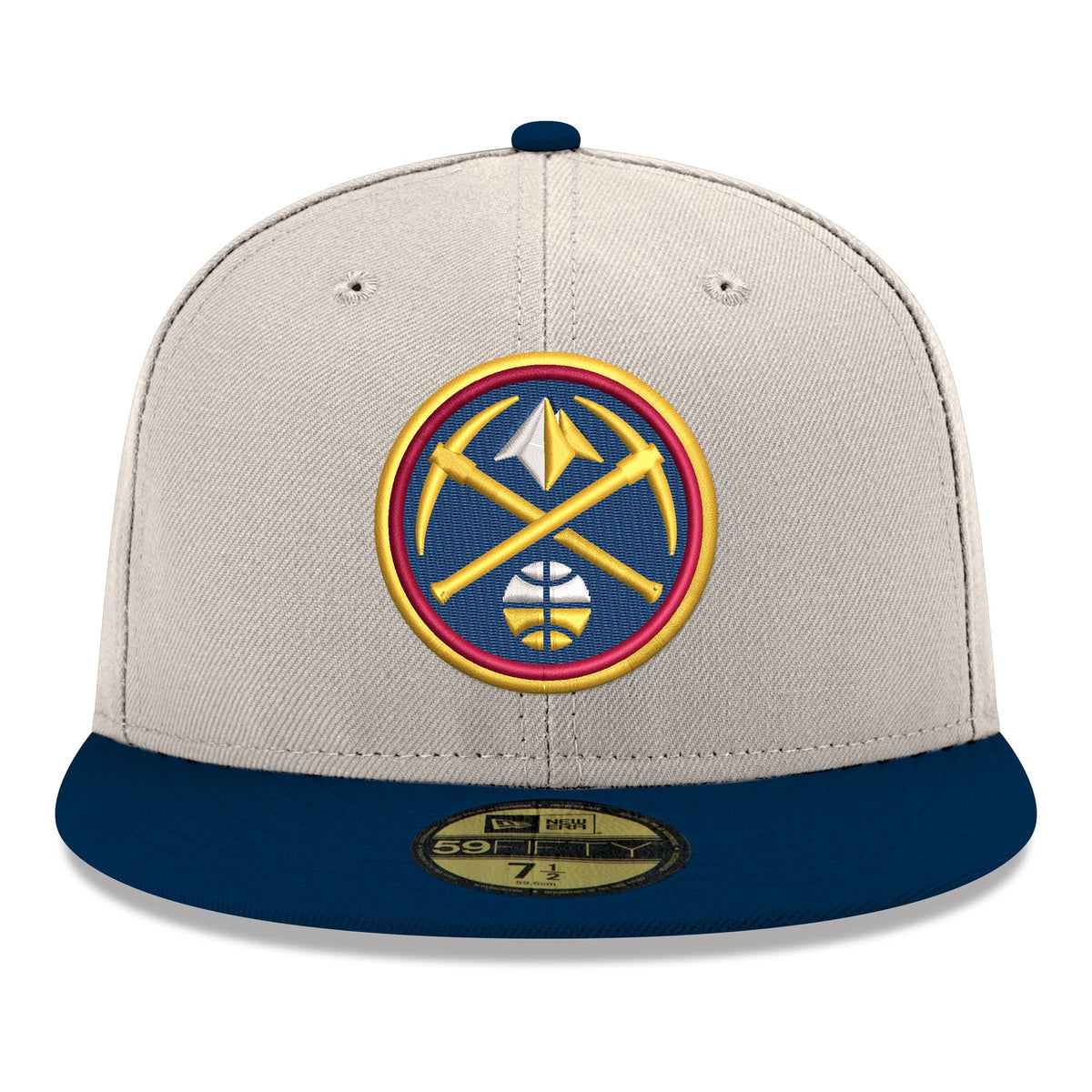 Men's Denver Nuggets  New Era White/Navy Chrome 59FIFTY Fitted Hat