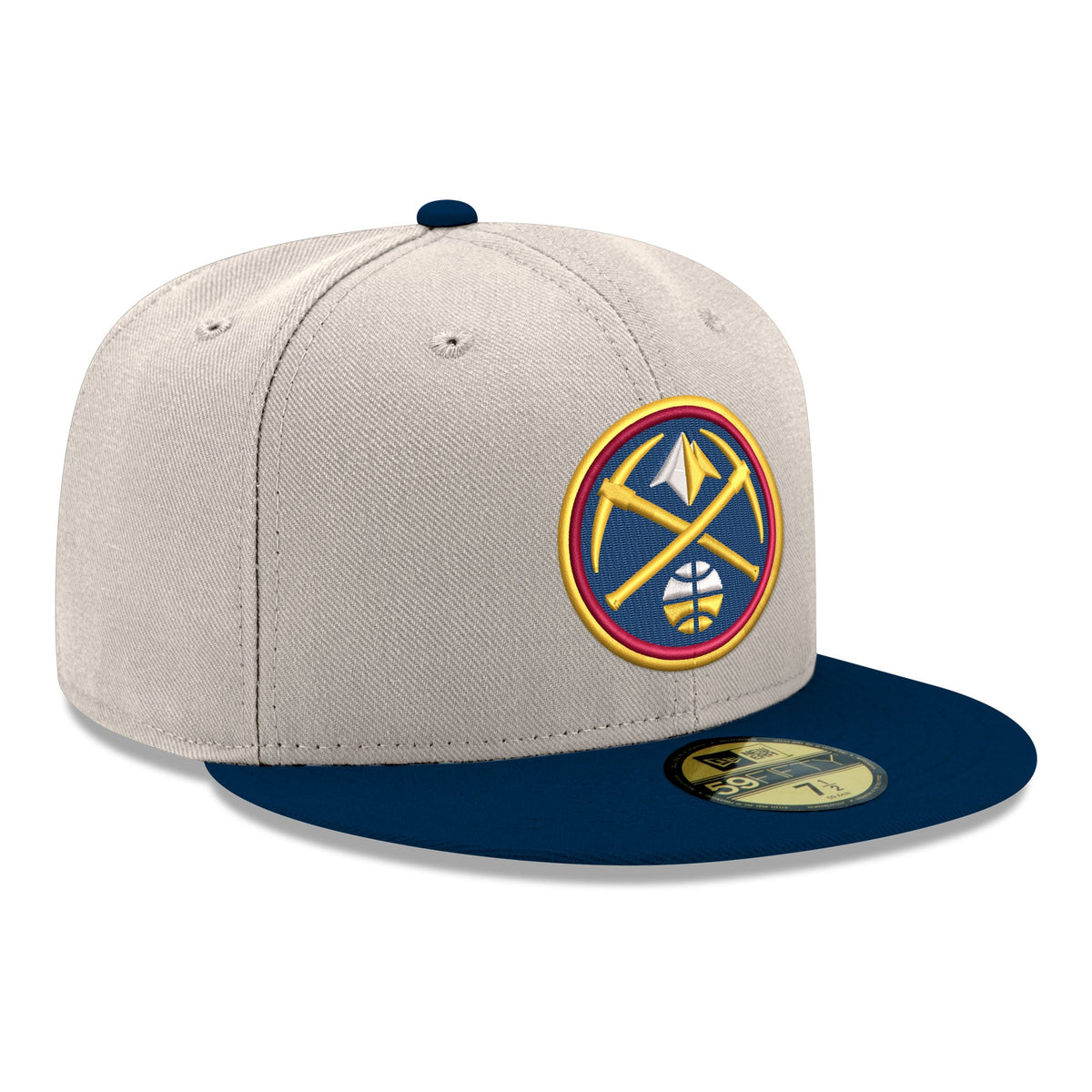 Men's Denver Nuggets  New Era White/Navy Chrome 59FIFTY Fitted Hat