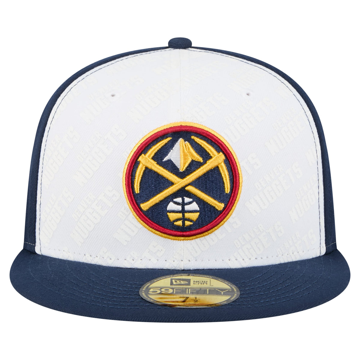 Men's Denver Nuggets  New Era White/Navy Repeat 59Fifty Fitted Hat