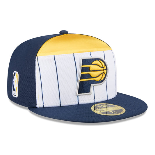 Men's Indiana Pacers  New Era White/Navy 2025 NBA Tip Off Split Panel 59FIFTY Fitted Hat