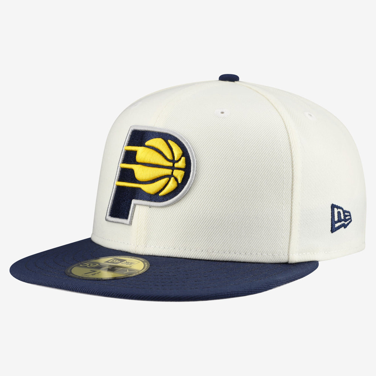 Men's Indiana Pacers  New Era White/Navy Chrome 59FIFTY Fitted Hat
