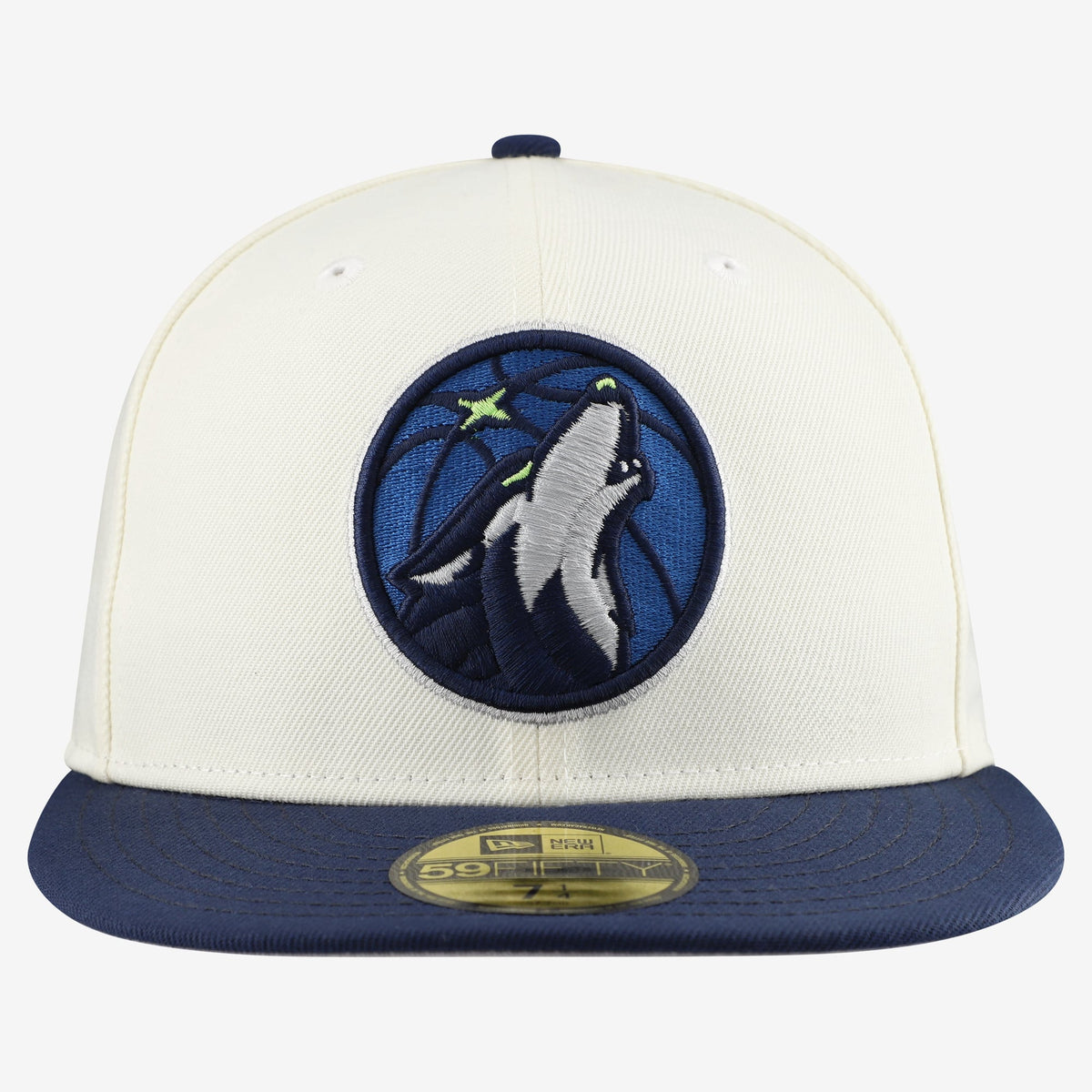 Men's Minnesota Timberwolves  New Era White/Navy Chrome 59FIFTY Fitted Hat