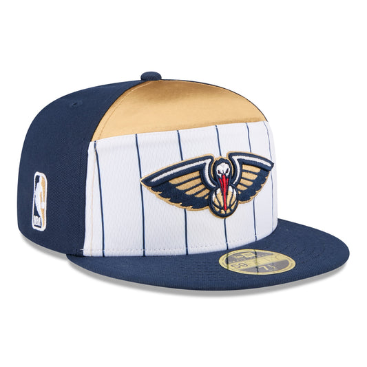 Men's New Orleans Pelicans  New Era White/Navy 2025 NBA Tip Off Split Panel 59FIFTY Fitted Hat