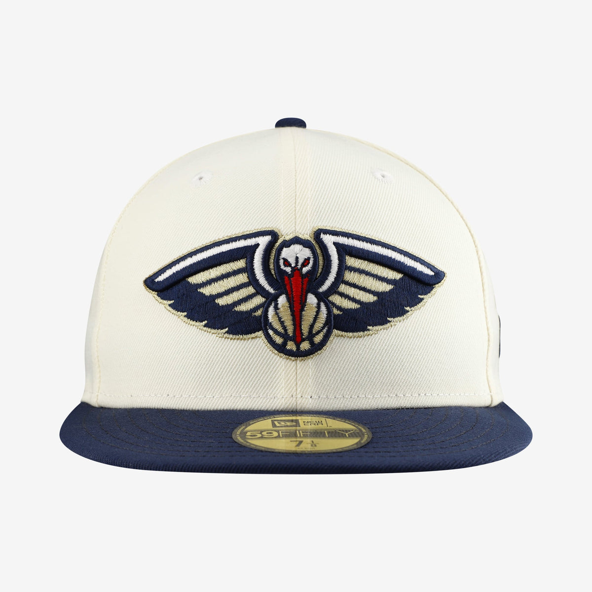 Men's New Orleans Pelicans  New Era White/Navy Chrome 59FIFTY Fitted Hat