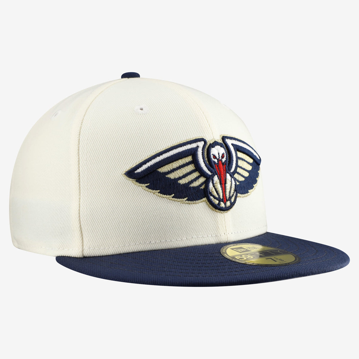 Men's New Orleans Pelicans  New Era White/Navy Chrome 59FIFTY Fitted Hat