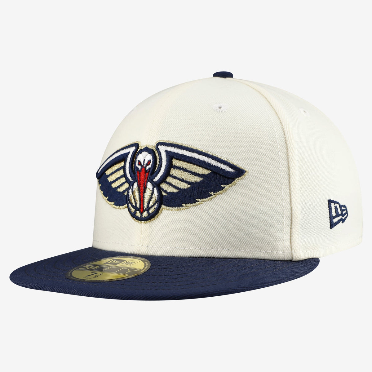 Men's New Orleans Pelicans  New Era White/Navy Chrome 59FIFTY Fitted Hat