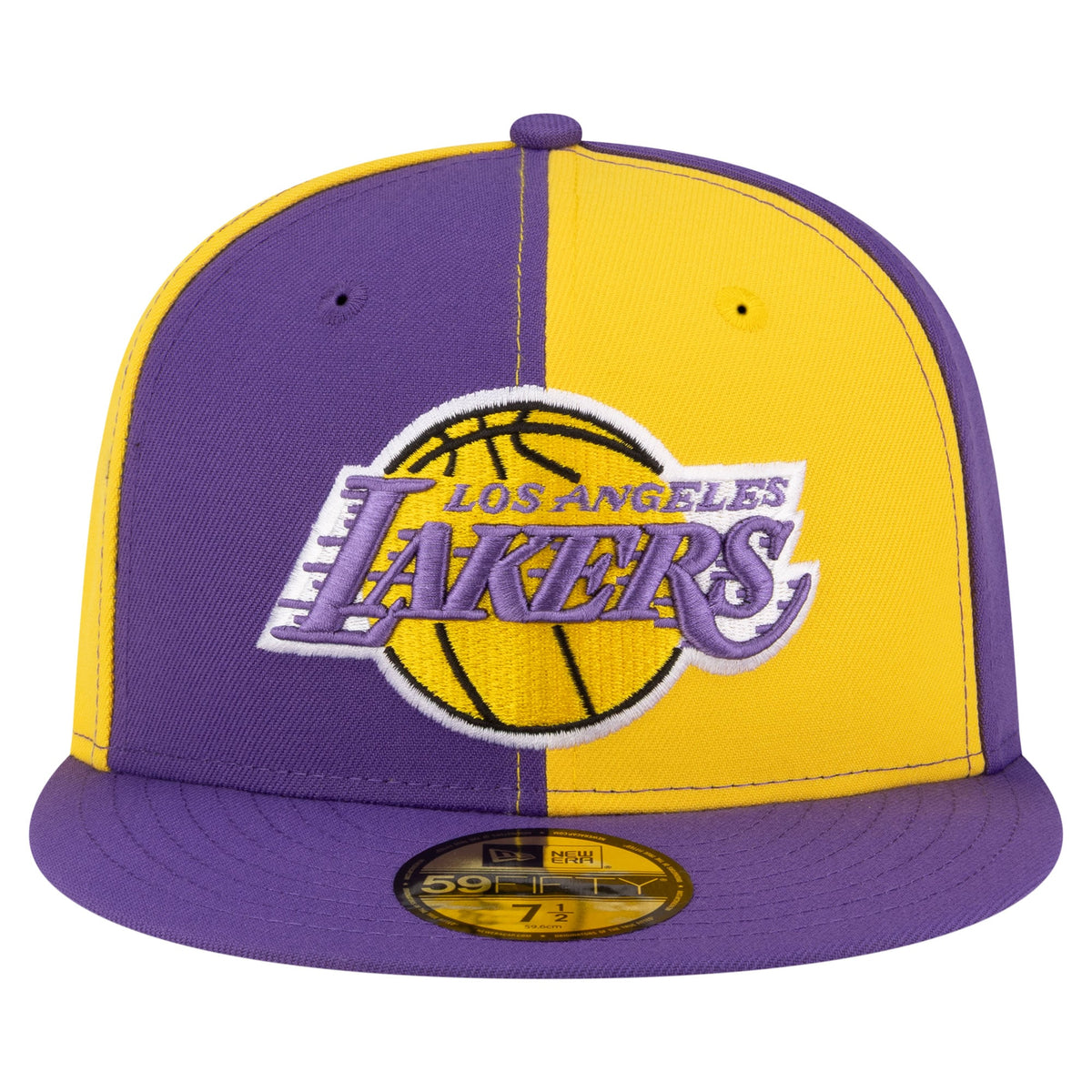 Men's Los Angeles Lakers  New Era Gold/Purple 80s Throwback Pinwheel 59FIFTY Fitted Hat