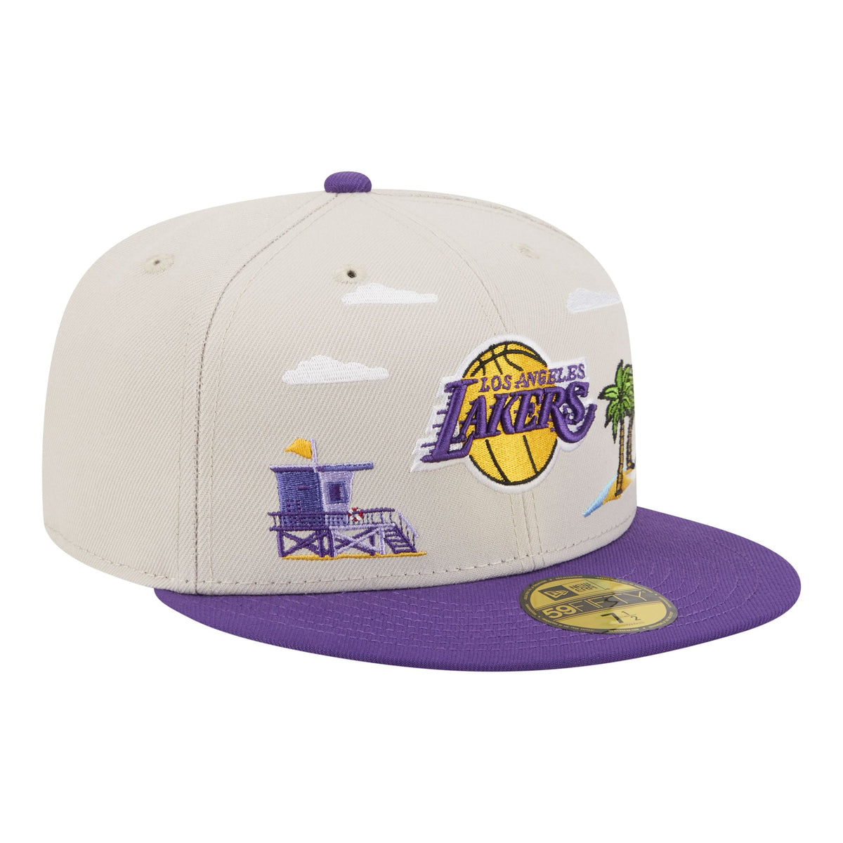 Men's Los Angeles Lakers  New Era Tan/Purple Localized City Icon 59FIFTY Fitted Hat
