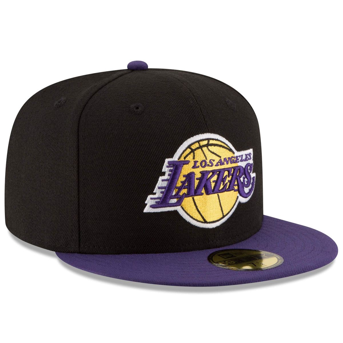 Men's Los Angeles Lakers New Era Black/Purple Official Team Color 2Tone 59FIFTY Fitted Hat