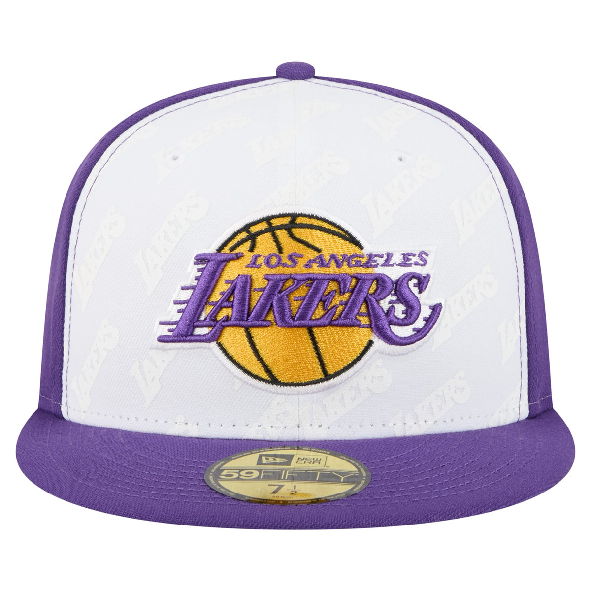 Men's Los Angeles Lakers  New Era White/Purple Repeat 59Fifty Fitted Hat