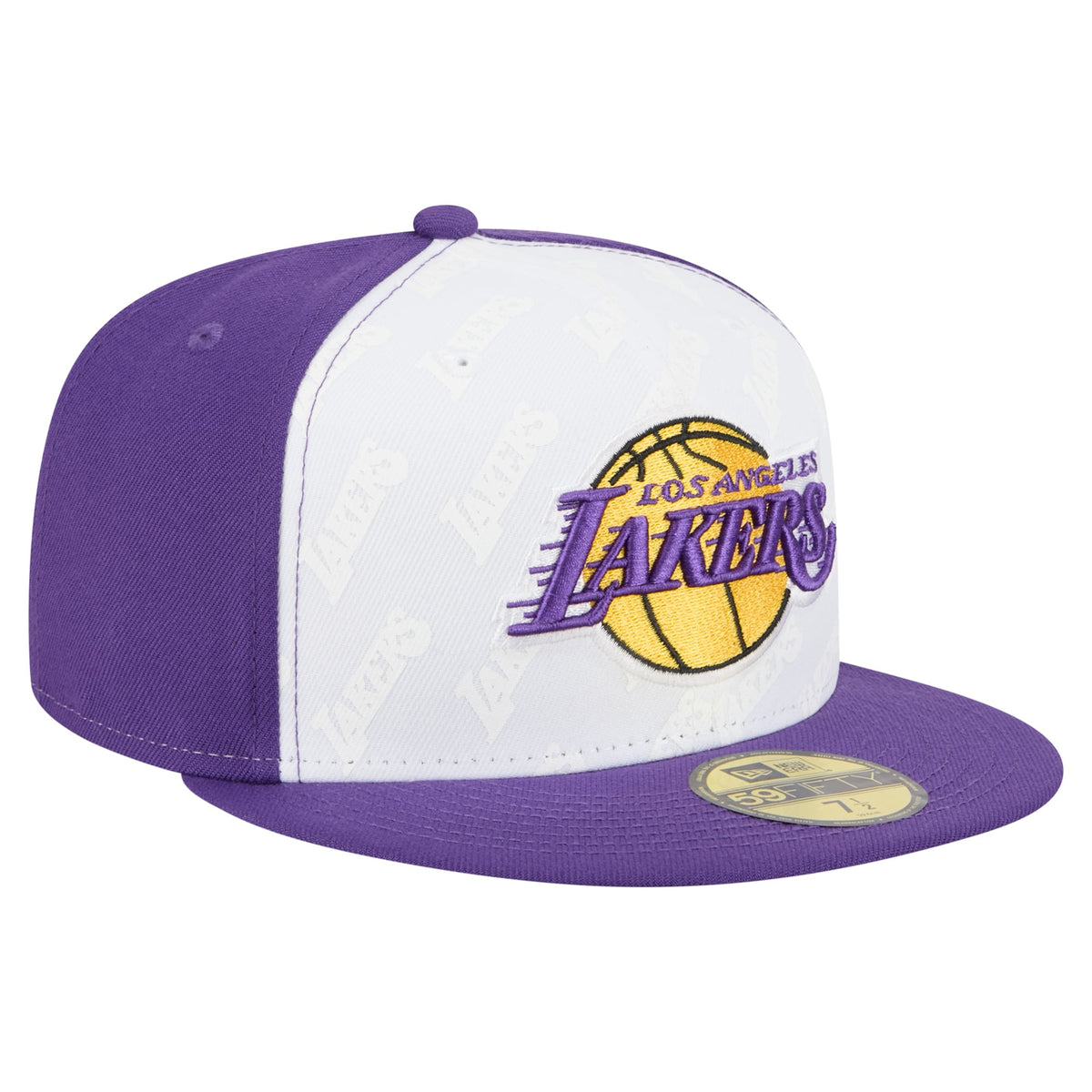 Men's Los Angeles Lakers  New Era White/Purple Repeat 59Fifty Fitted Hat