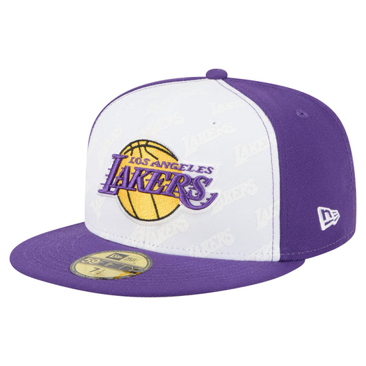 Men's Los Angeles Lakers  New Era White/Purple Repeat 59Fifty Fitted Hat