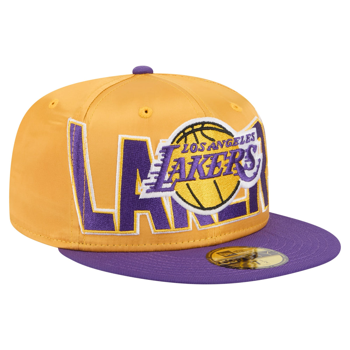 Men's Los Angeles Lakers New Era Gold/Purple Satin Two-Tone 59FIFTY Fitted Hat