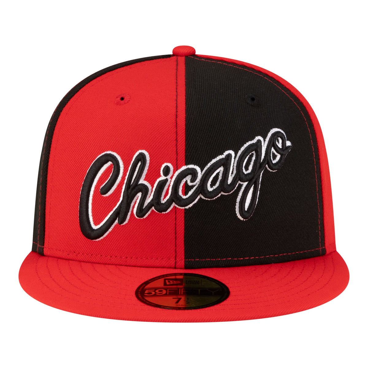 Men's Chicago Bulls  New Era Black/Red 80s Throwback Pinwheel 59FIFTY Fitted Hat