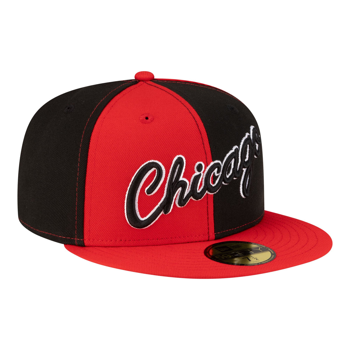 Men's Chicago Bulls  New Era Black/Red 80s Throwback Pinwheel 59FIFTY Fitted Hat