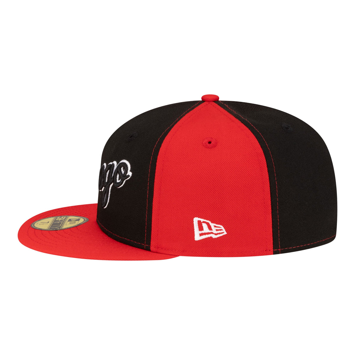 Men's Chicago Bulls  New Era Black/Red 80s Throwback Pinwheel 59FIFTY Fitted Hat