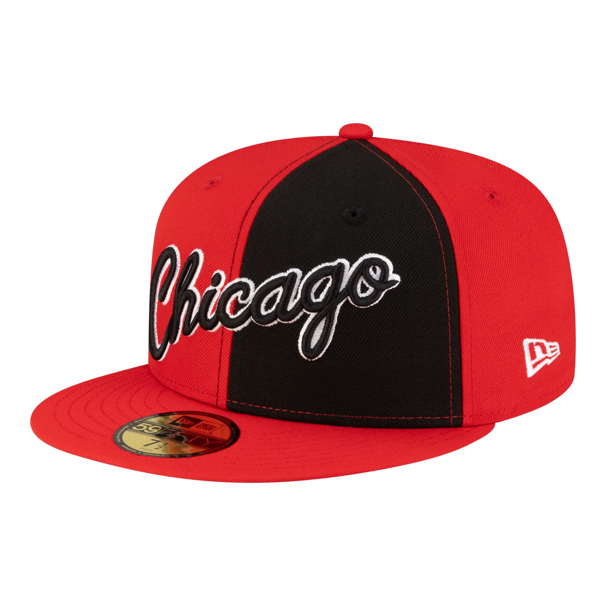 Men's Chicago Bulls  New Era Black/Red 80s Throwback Pinwheel 59FIFTY Fitted Hat