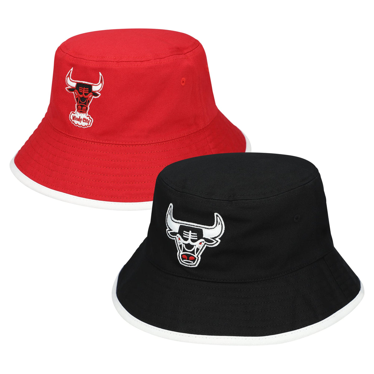 Men's Chicago Bulls Mitchell & Ness Black/Red Flip It Reversible Bucket Hat