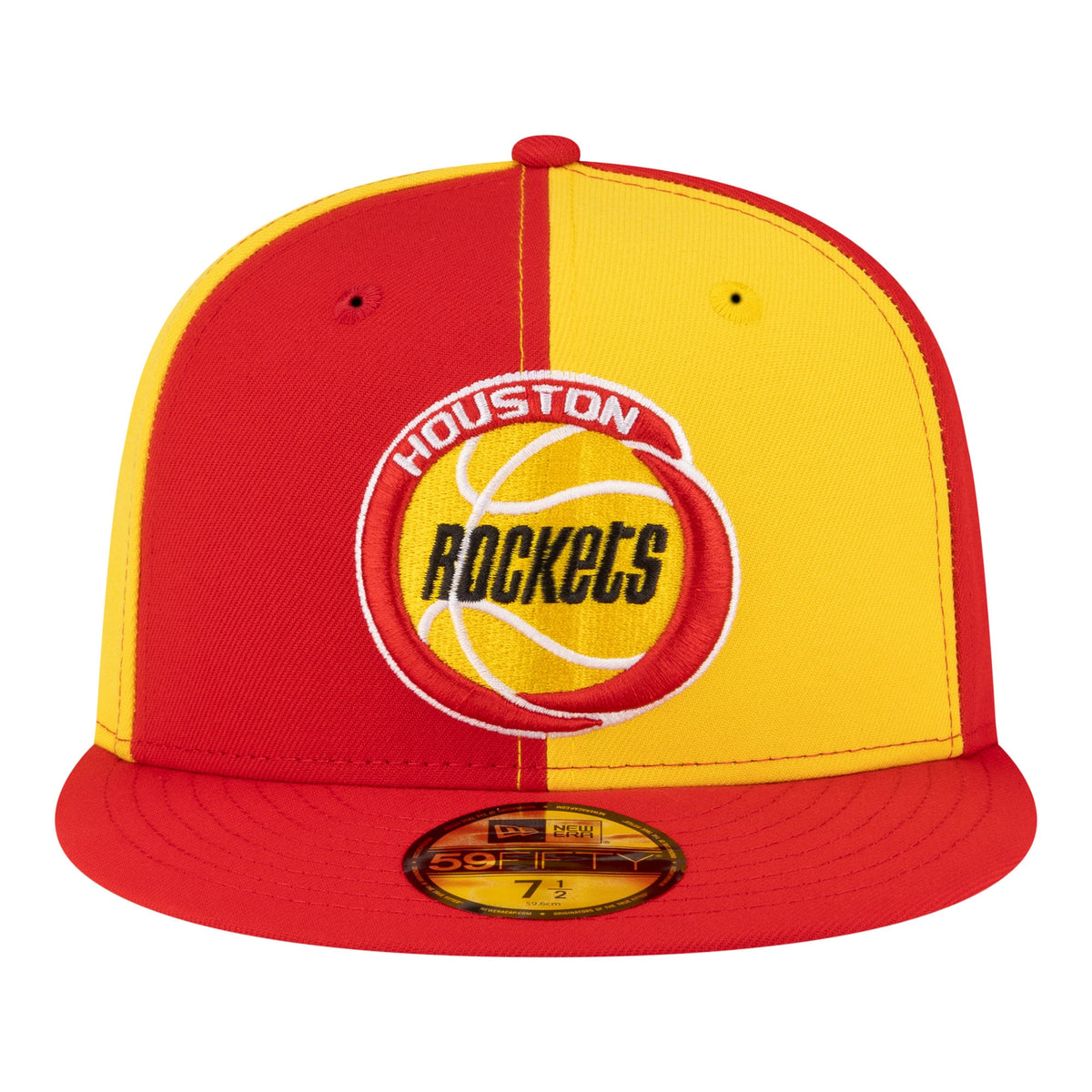 Men's Houston Rockets  New Era Gold/Red 80s Throwback Pinwheel 59FIFTY Fitted Hat