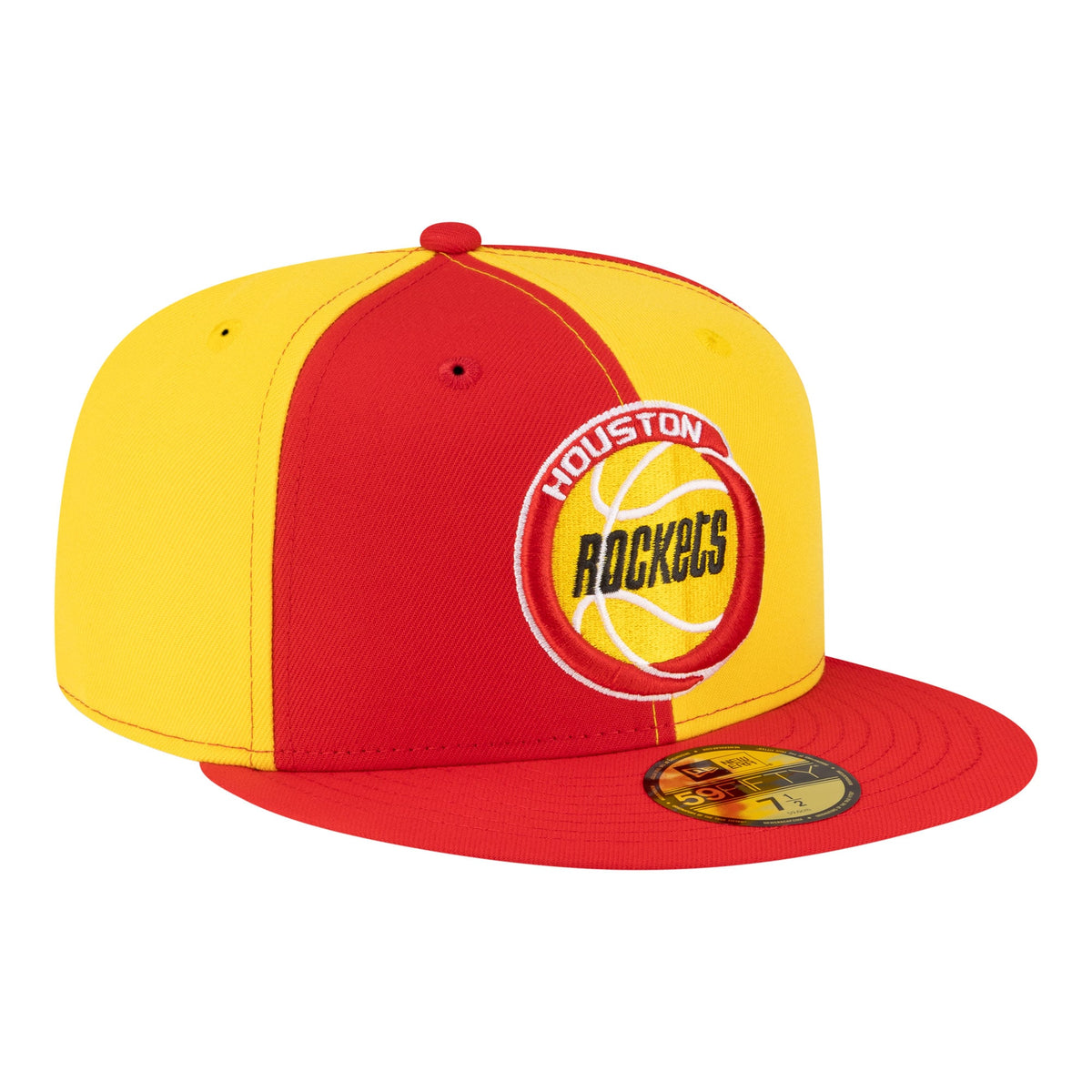 Men's Houston Rockets  New Era Gold/Red 80s Throwback Pinwheel 59FIFTY Fitted Hat