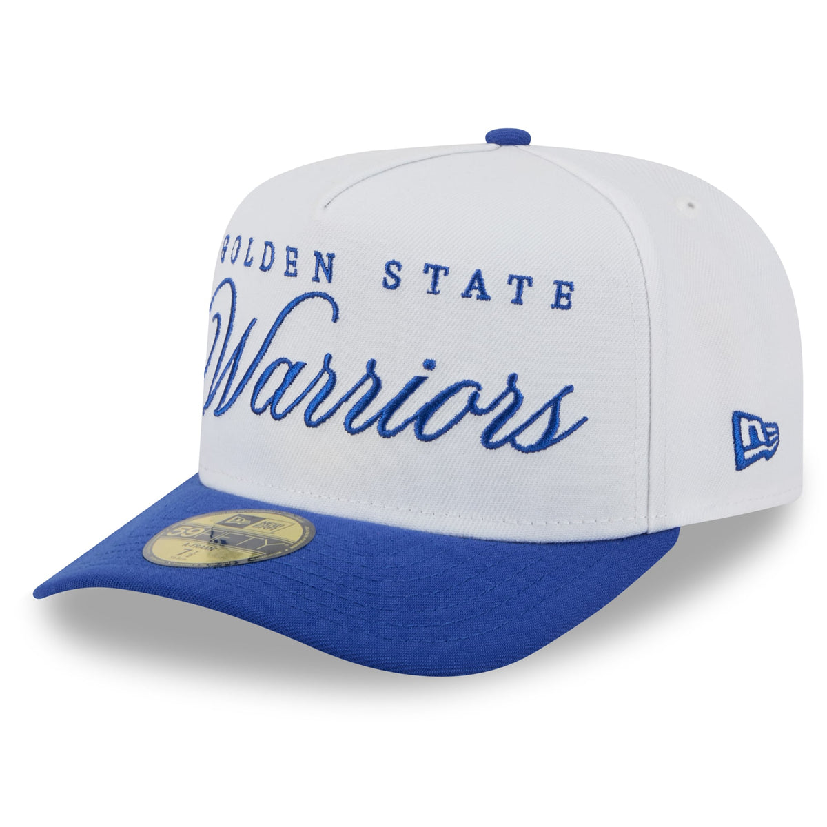 Men's Golden State Warriors New Era White/Royal 2025 NBA Draft A-Frame 59FIFTY Fitted Hat