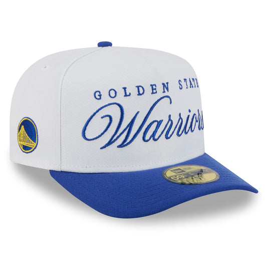 Men's Golden State Warriors New Era White/Royal 2025 NBA Draft A-Frame 59FIFTY Fitted Hat