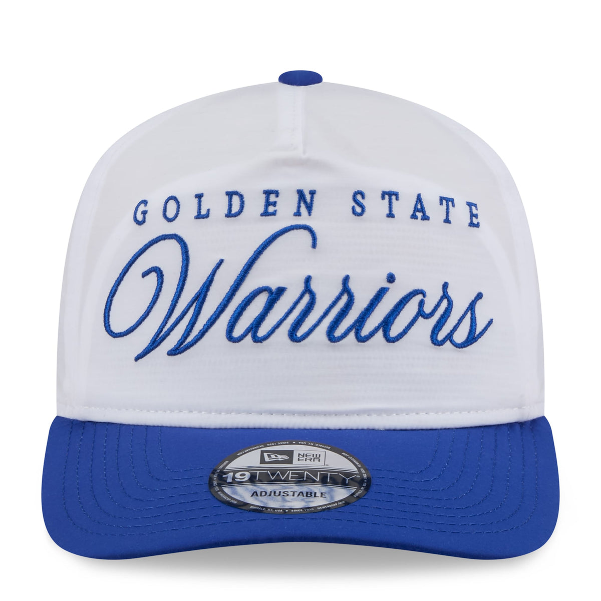 Men's Golden State Warriors New Era White/Royal 2025 NBA Draft On-Stage Nylon 19TWENTY Adjustable Hat