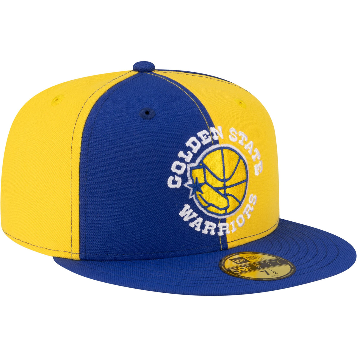 Men's Golden State Warriors  New Era Gold/Royal 80s Throwback Pinwheel 59FIFTY Fitted Hat